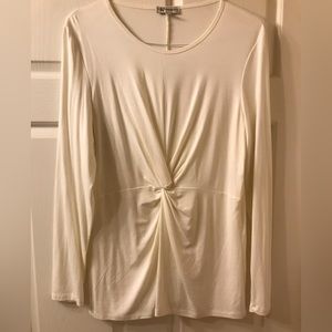 NWOT Neiman Marcus Front Knot Top in Rayon/Spandex. Beautiful Ivory in Size XL.